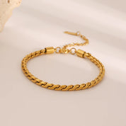 J&D 18K Gold Stainless Steel Waterproof High Quality Minimalist Dan Shape S Chain Bracelet Necklace for Women